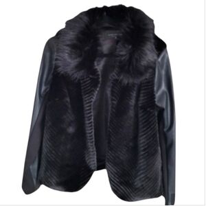 NWT Andrew Marc Faux Fur Leather Trim Jacket Sz L
